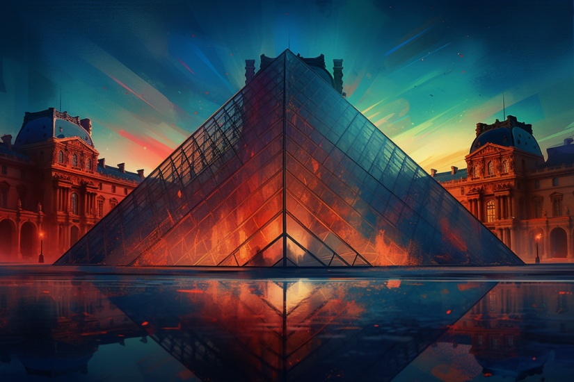 en 1989 la pyramide du louvreà l'aube